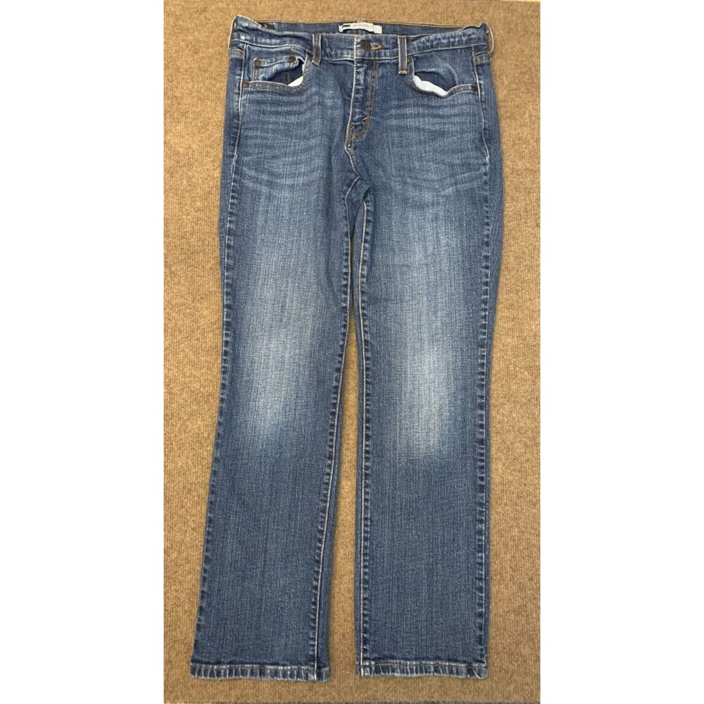 Levis 505 Jeans Womens 30x30 Mid Rise Straight Leg Y2K Whiskered Blue Denim